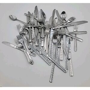 Lot of 59 Mixed Brands and Patterns of Stainless Steel Flatware Silverware